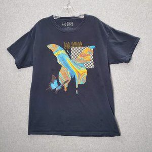 Lil Skies Men Shirt Large Black Logo 3D Butterfly Graphic Short‎ Sleeve READ